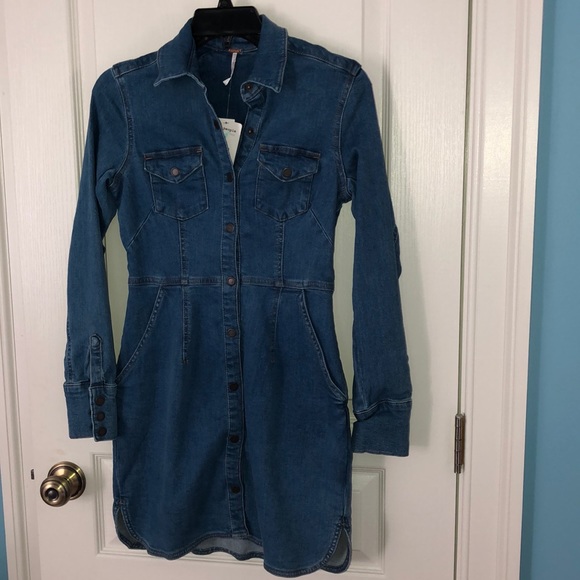 Free People Denim Dress XS - Picture 2 of 6